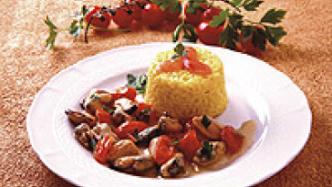 Potrawka z muli z szafranowym ryżem